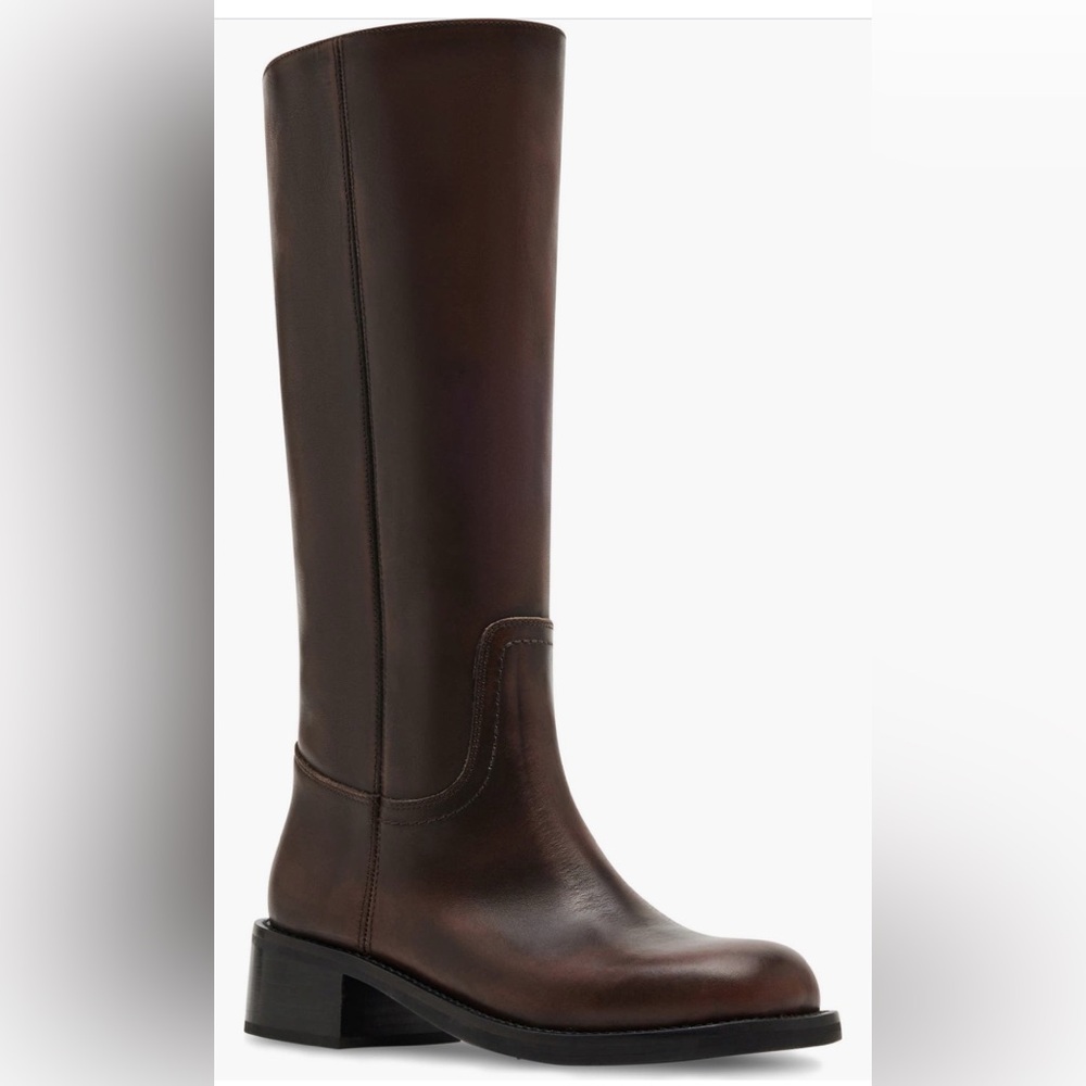 Steve Madden Brown Leather Knee-High Heeled Boots